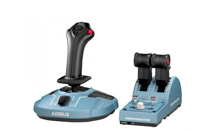 joystick y acelerador para conducir avión